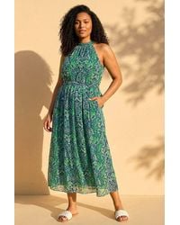 Roman - Curve Abstract Print Halter Maxi Dress - Lyst