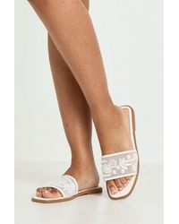 Boohoo - Mesh Beaded Strap Sliders - Lyst