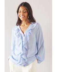 Wallis - Occasion Hotfix Ruffle Front Blouse - Lyst