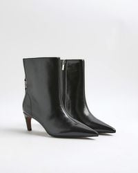 River Island - Boots Point Toe Kitten Heel Pu - Lyst