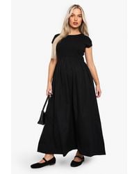 Boohoo - Maternity Rib Cotton Short Sleeve Midaxi Dress - Lyst