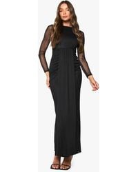 Boohoo - Mesh Drape Detail Maxi Dress - Lyst