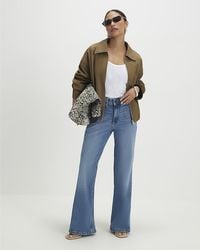 River Island - Flared Jeans Petite Relaxed Zip Cotton - Lyst