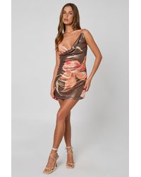 Urban Bliss - Floral Lurex Cowl Mini Dress - Lyst