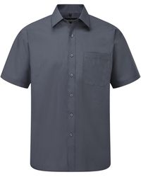 Russell - Collection Short Sleeve Poly-Cotton Easy Care Poplin Shirt (Convoy) - Lyst