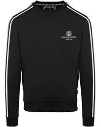 Aquascutum - Embroidered Crew Neck Ribbed Collar Long Sleeve Sweatshirt - Lyst