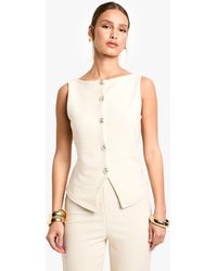 Boohoo - Textured Button Through Waistcoat - Lyst