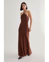 Nasty Gal - Satin Halter Neck Cowl Back Maxi Dress - Lyst