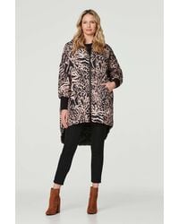 Izabel London - Printed Zip Front High Low Coat - Lyst