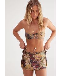 Nasty Gal - Floral Animal Abstract Ring Beaded Bandeau 3Pc Bikini Set - Lyst