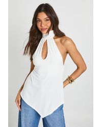 Boohoo - Halterneck Cut Out Drape Top - Lyst