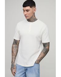 BoohooMAN - Tall Slim Fit Waffle Henley T-Shirt - Lyst