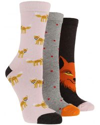 Wildfeet - 3 Pack Ladies Jacquard Novelty Cotton Socks - Lyst