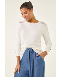 Roman - Scalloped Neck Knit Jumper - Lyst