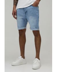 BoohooMAN - Essential Skinny Stretch Fit Denim Shorts - Lyst