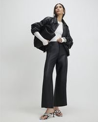 River Island - Cropped Trousers Faux Leather Pu - Lyst