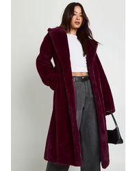 Boohoo - Tall Belted Maxi Faux Fur Coat - Lyst