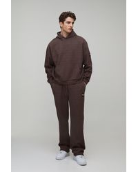 BoohooMAN - Oversized Boxy Waffle Hooded Tracksuit - Lyst