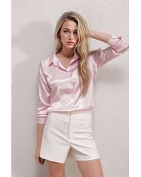Bigdart - Satin Long Sleeve Button Up Shirt - Lyst