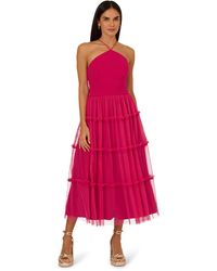 Adrianna Papell - Knit And Mesh Halter Dress - Lyst