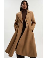 Karen Millen - Wool Corset Detail Full Skirted Tailored Maxi Coat - Lyst