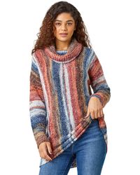 Roman - Boucle Stripe Cowl Neck Jumper - Lyst