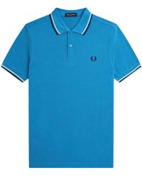 Fred Perry - Cream Twin Tipped Collar Cyber Polo Shirt Cotton - Lyst