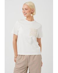 Brave Soul - Cotton T-Shirt With Crochet Chest Pocket - Lyst