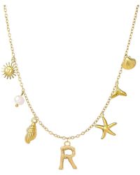 The Jewellery Stockroom - Plated Sea And Initial Life Statement Charm Necklace - Lyst