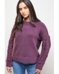 Oasis - Cable Knit Sleeve Crew Neck Cosy Jumper - Lyst