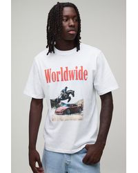 BoohooMAN - Regular Fit Worldwide Western Graphic T-Shirt Cotton - Lyst