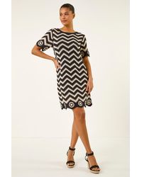 Roman - Zig Zag Crochet Shift Dress - Lyst