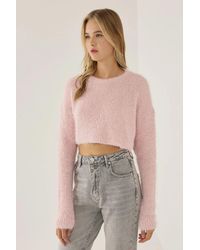 Hiccup - Textured Crop Sweater With Crew Neck - Lyst