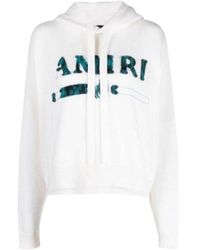 Amiri - Leopard Ma Bar-logo Witte Gebreide Hoodie - Lyst