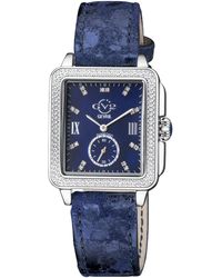 Gv2 - Bari Diamond Mother Of Pearl Dial Stainless Steel Case Leather Strap Watch - Lyst