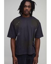 BoohooMAN - Tall Oversized Boxy Washed Rhinestone T-Shirt - Lyst