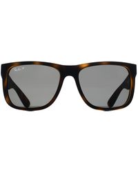 Ray-Ban - Rectangle Matte Havana Dark Polarized Rb4165 Justin - Lyst