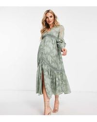 ASOS - Design Button Through Midi Shirt Dress With Lace Inserts - Lyst