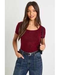 Boohoo - Textured Knit Crew Neck Knitted Top - Lyst