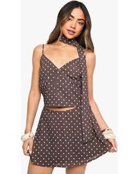 Boohoo - Polka Print Floaty Mini Skirt - Lyst