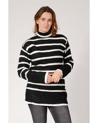 New Look - Longline Striped Roll Neck Jumper - Lyst