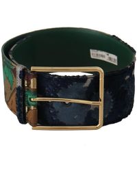 Dolce & Gabbana - Jaquard Embroid Leather Metal Belt - Lyst