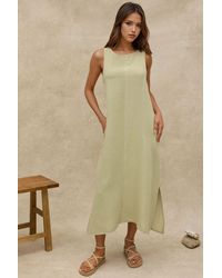 Hiccup - Textured Cotton Midi Beach Dress With Slit - Lyst