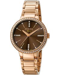 Ferré - Fm1L084M0091 Dark Mother Of Pearl Dial Stainless Steel Watch - Lyst