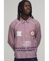BoohooMAN - Oversized Boxy Curve Piping Sport Shirt - Lyst