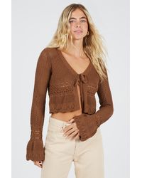 Brave Soul - V-Neck Tie Front Cardigan With Flared Cuffs - Lyst
