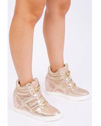 Where's That From - Hitop Wedge Trainers With A Front Lace Up And Velcro - Lyst
