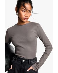 Boohoo - Basics Pack Crew Neck Long Sleeve One Piece - Lyst