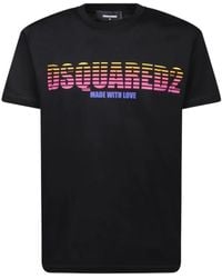 DSquared² - Cool Fit Made With Love Logo Zwart T-shirt - Lyst