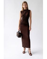 MixRay - Sleeveless Bodycon Maxi Dress With Cowl Neck - Lyst
